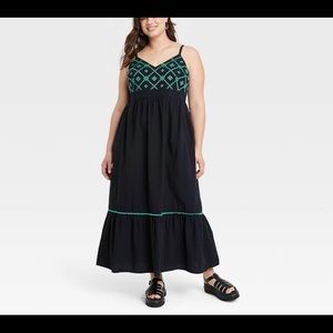 NWOT Ava & Viv™ Sleeveless Embroidered Bodice Dress, Black